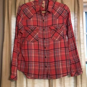 Pink plaid button down